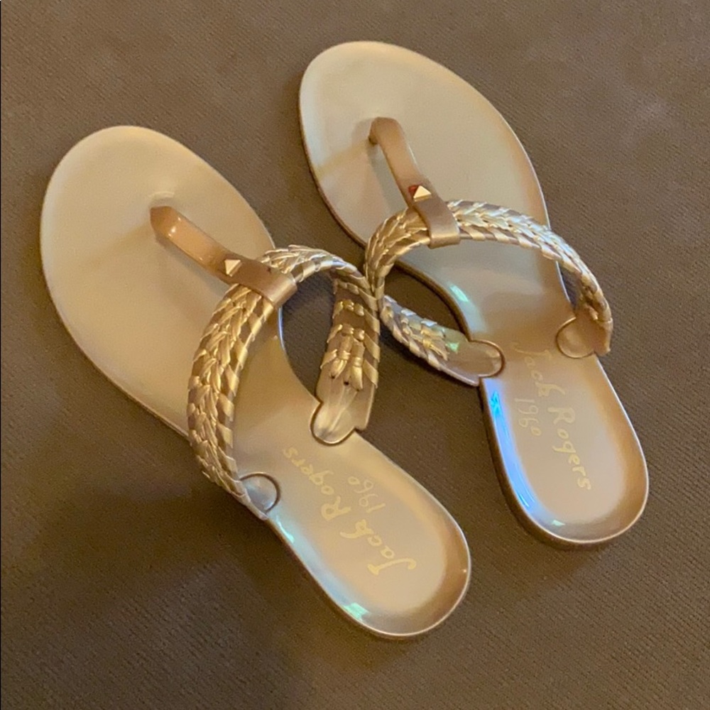 Jack Rogers Tinsley Gold Jelly Flip Flops